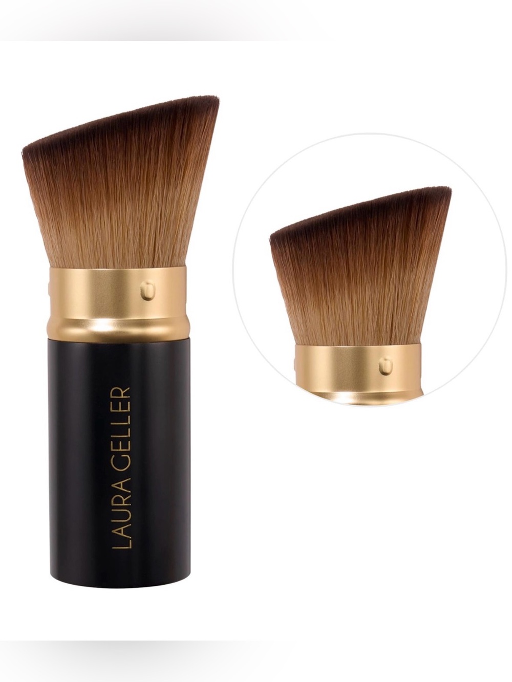 NWT Laura Geller Retractable Angled Kabuki Brush Sealed Travel Makeup Brush
